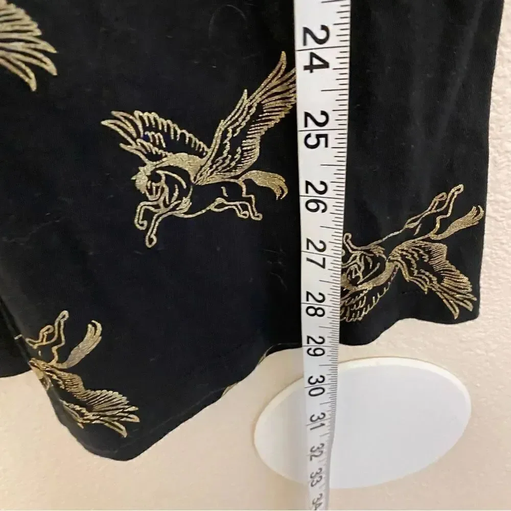 Old Navy Fit flare 3/4 long Sleeve Jersey basic Dress black gold Pegasus-L 10/12